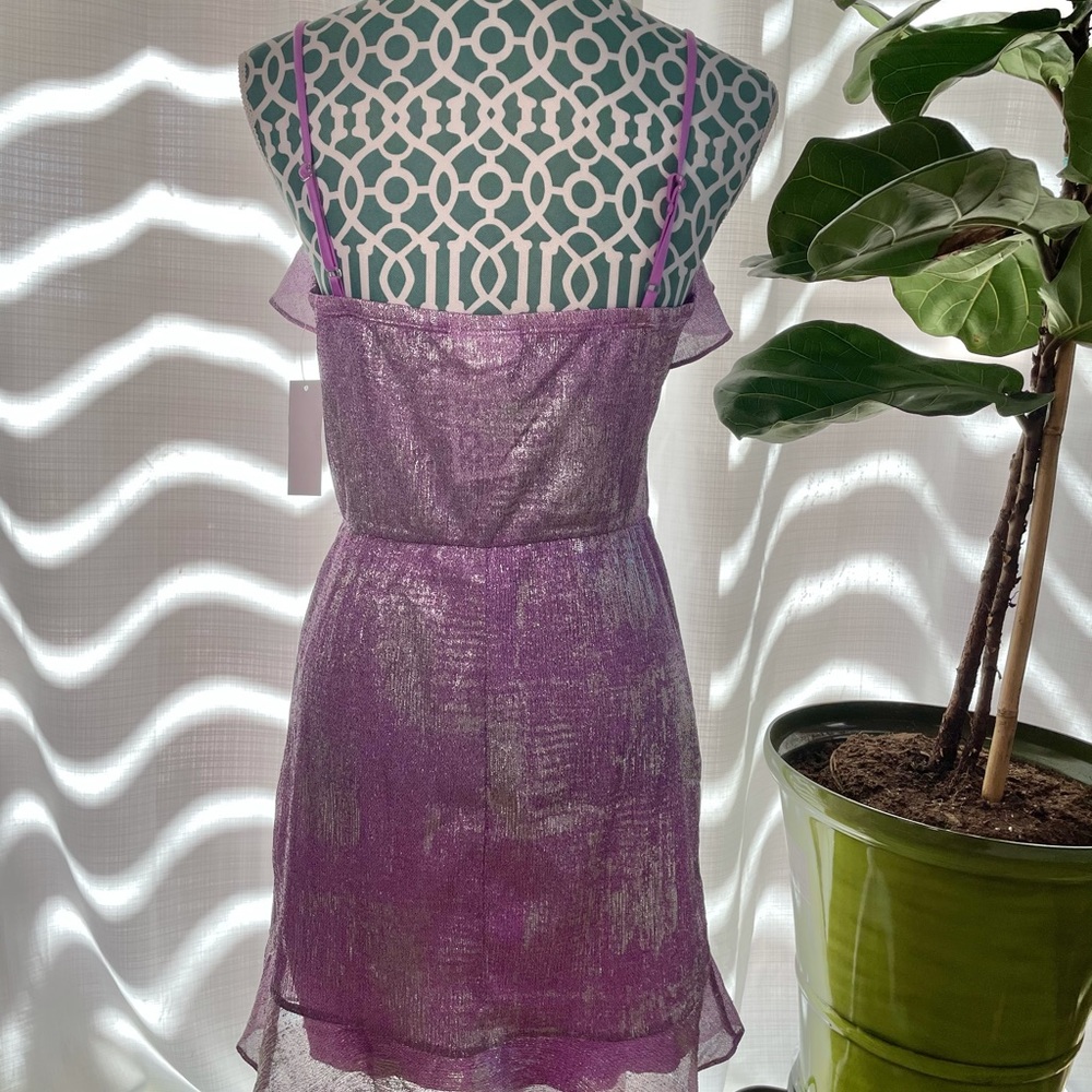Sweet Storm Purple Metallic Ruffle Mini Dress - Picture 9 of 14